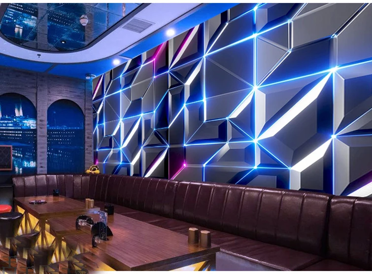 Customized mural 3D three-dimensional geometric wallpaper KTV hair