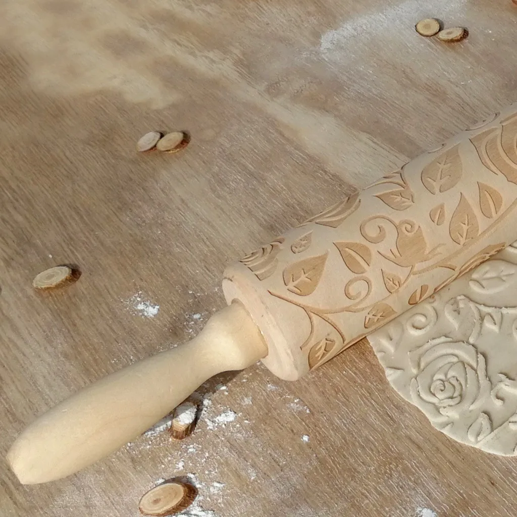 Скалка с гравировкой резного дерева тиснение Скалка кухонный инструмент rouleau a patisserie инструменты для украшения торта ролик