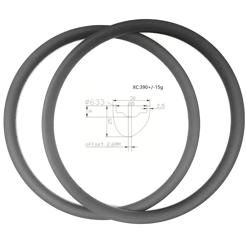 29er карбоновая оправа для горного велосипеда XC 30x25 мм Асимметричная Аро 29 390 г, бескамерные велосипедные диски для гонок, обод для горного велосипеда ERD 590 мм