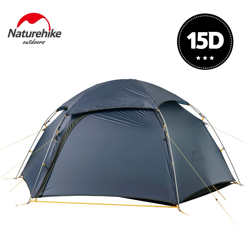 DHL,, Naturehike, облако, пик, 2 шестиугольные сверхлегкие палатки, 2 человека, для улицы, кемпинга, туризма, 4 сезона, двухслойная ветрозащитная палатка - Цвет: 15D blue