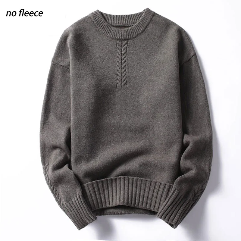 no fleece G Новинка, классический мужской теплый свитер с начесом и без флиса, высококачественный акриловый вязаный мужской зимний свитер, топы, пуловеры - Цвет: no fleece G