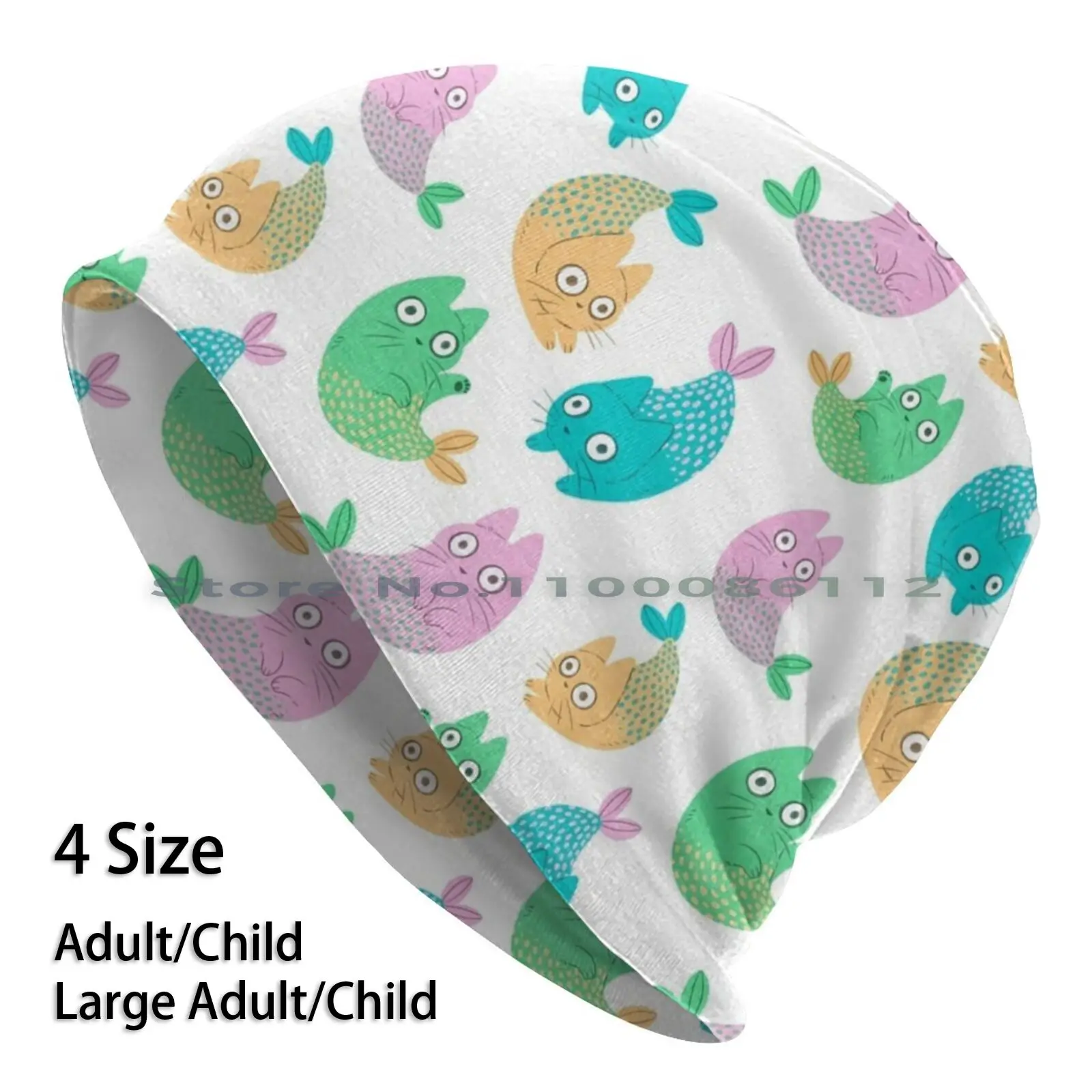 Pastel Purrmaids Berretti Cappello Lavorato A Maglia Purrmaid Cat Mermaid Pastel Fish Sea Ocean Cute Adorabile Creepy Kittens Kitty Mermay Posca