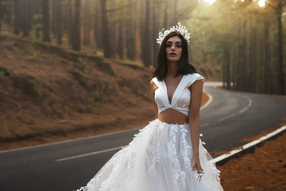 Vestido De Noiva великолепное бальное платье с v-образным вырезом кружевное свадебное платье с аппликацией Длинные свадебные платья без спинки одежда с рукавами W147