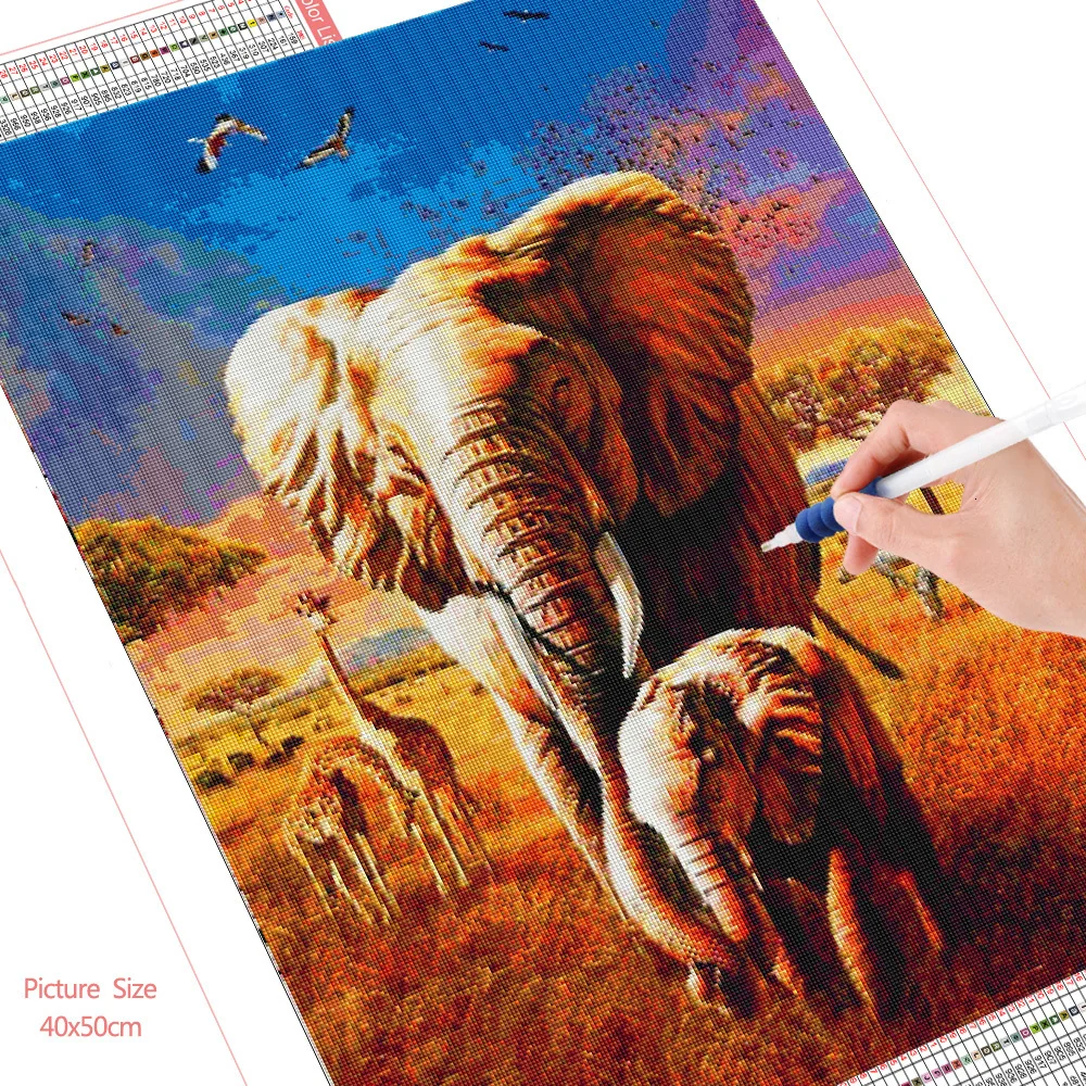 HUACAN 5D DIY Алмазная вышивка животные слон мозаика Живопись горный хрусталь картина Полное квадратное сверло