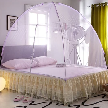 

New Folded Yurt Bed Nets 1.5/1.8m Bed Household Mosquito Net Dormitories Student Portable Tent Bedroom Mosquito Netting 4 Colors