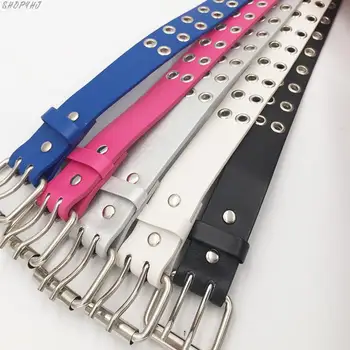 

Solid Color Belt Unisex Hollow Out Small Holes Belts Boys Girls Faux Leather pants Belt Adjustable N935 Fashion Children Kids