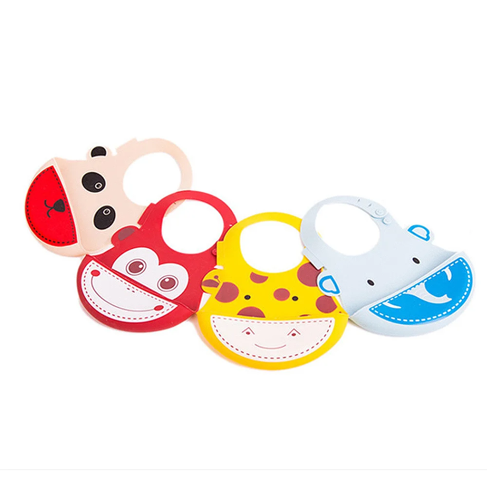 

Baby Bibs Waterproof Safe Silicone Infant Saliva Towel Newborn Cartoon Animal Feeding Aprons Foldable Gel Adjustable Accessories