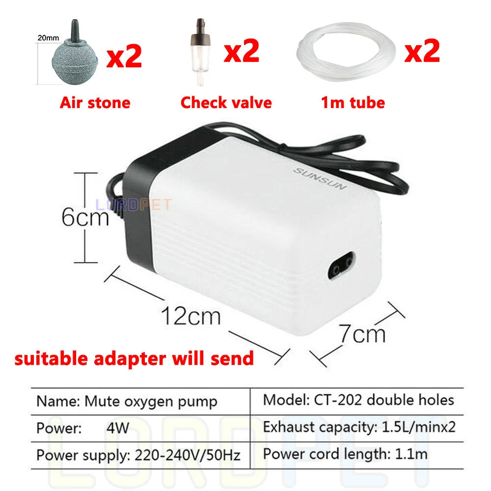 Sunsun Air Pump Aerator Adjustable Oxygen Pump Ultra Silent Air Compressor Single Double Four Outlet 220v For Fish Tank