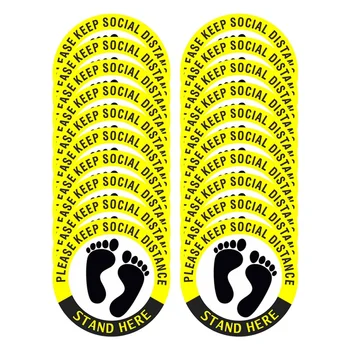 

20PCS Social Distancing Floor Decals Stickers Waterproof Anti-Slip Stickers Stand Here Safety Floor Sign Marker