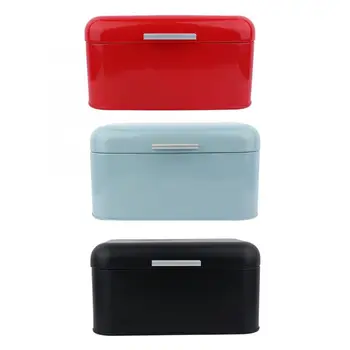

Solid Color Bread Box Retro Metal Bread Bin Box Large Capacity Kitchen Storage Container Kitchen Accessories
