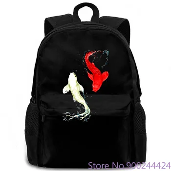 

Koi Fishes For Lucky Birthday Black Unique Asian Style Yin Yang women men backpack laptop travel school adult student