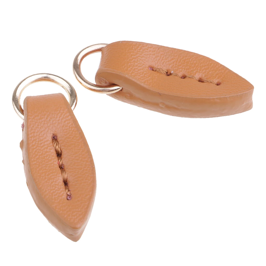 2Pcs Leaf Shaped Leather Zip Tags Zipper Pulls Zipper Extension Zip Slider Replacement Fixers Puller Slider Jacket Backpack