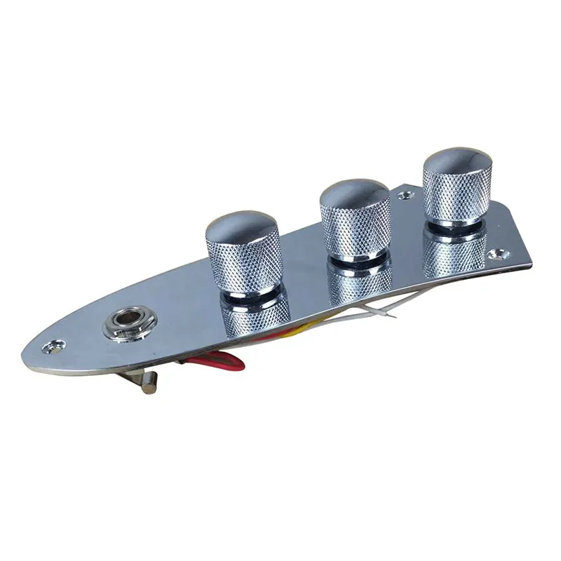 1 Piece 3 Bands Active Passive Preamp Jazz Bass Control Plate Assembly Knobs Pots