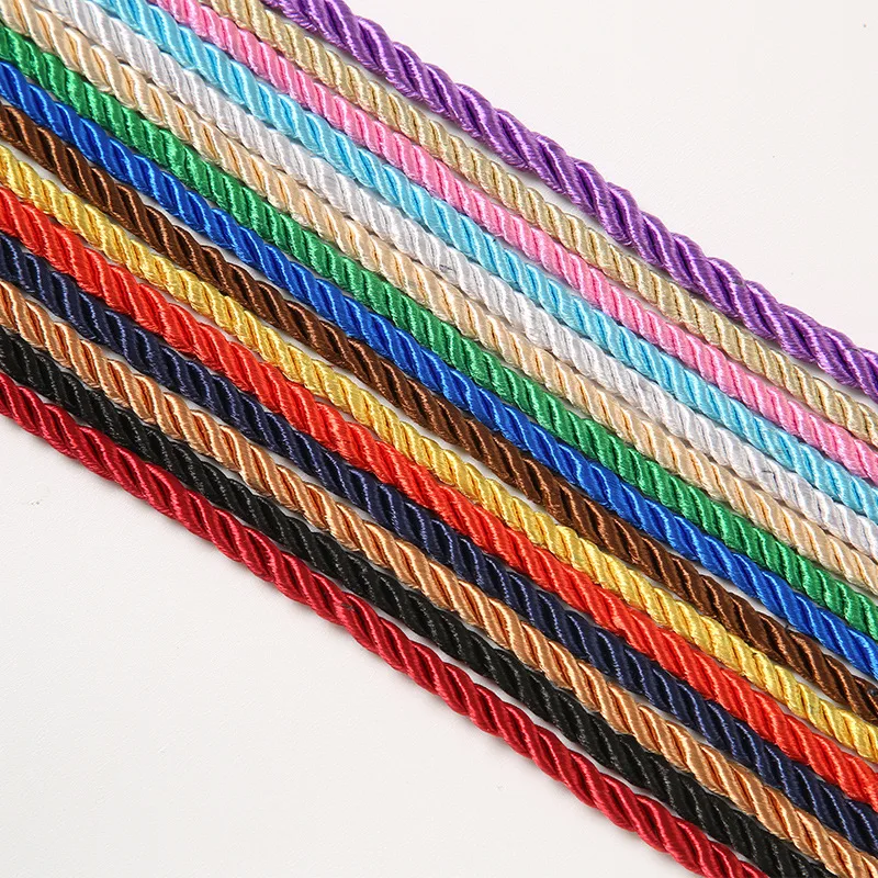 Nylon Cord 5mm 5 Yards 3 Shares Twisted Cotton Colorful DIY Craft Braided Decoration Rope Drawstring Belt Accessories JK