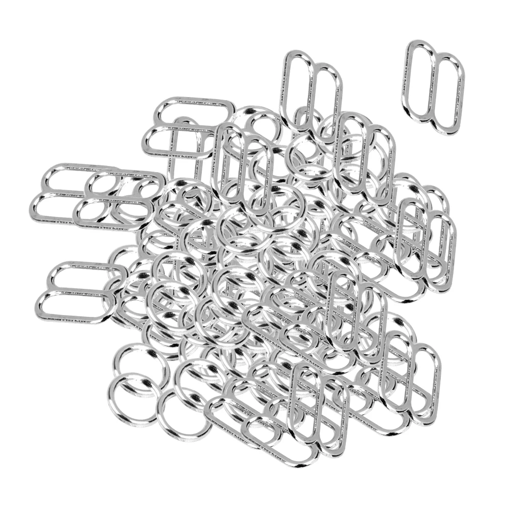 Metal Bra Strap Clips Rings for Sewing - 200 Pieces - Lingerie Shoulder Strap Adjusting Hooks Clasp - Silver Metal Bra Strap Clips Rings for Sewing - 200 Pieces - Lingerie Shoulder Strap Adjusting Hooks Clasp - Silver