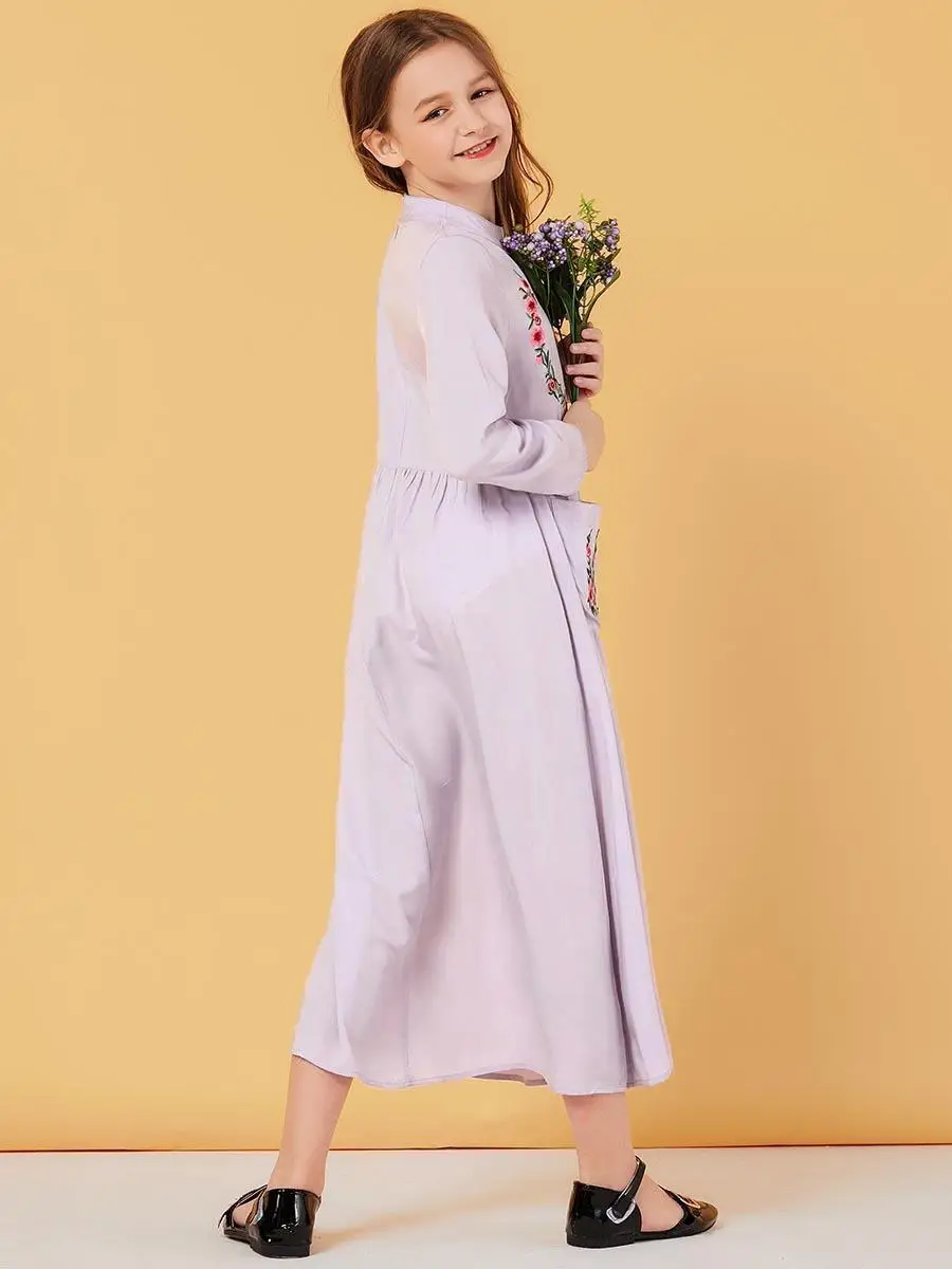 Длинное мусульманское платье для родителей и детей, abaya, арабское платье, женское Макси-платье для девочек, одинаковые комплекты для семьи, платье с вышивкой, новинка