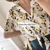 Women Lemon Printed Blouse Top With Short Sleeve & Ties Hem - Ladies Lemon Printing Shirt Top 5