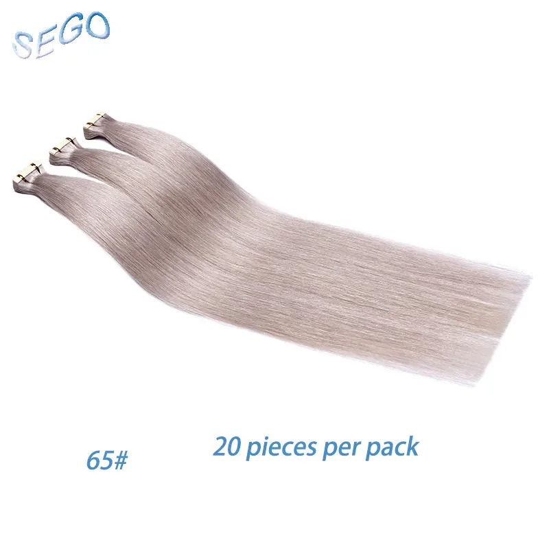 Серый SEGO 20/40 шт. 1"-24" Мини клейкая лента(с чешуйками в одном направлении), опт Remy 13 Цветов прямые шелковистые волосы на Клейкой Ленте имитирующей кожу из натуральных волос - Цвет: Серый