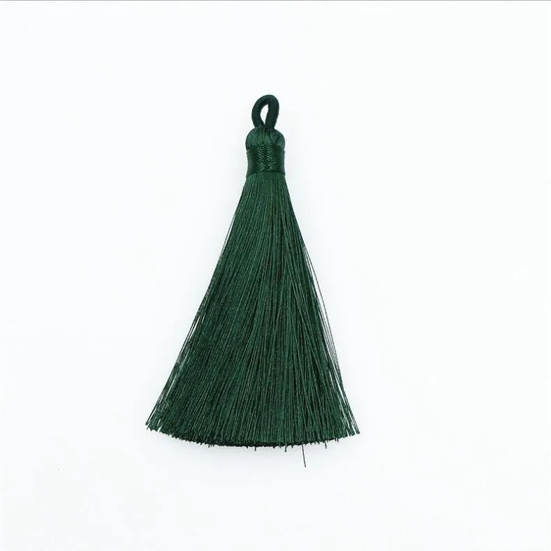 2pcs 8cm Silk Tassel Fringe Straps Pendant Brush DIY Craft Tassels Trim For Curtains Jewelry Making Wedding Home Decor Accessory - Цвет: Dark Green