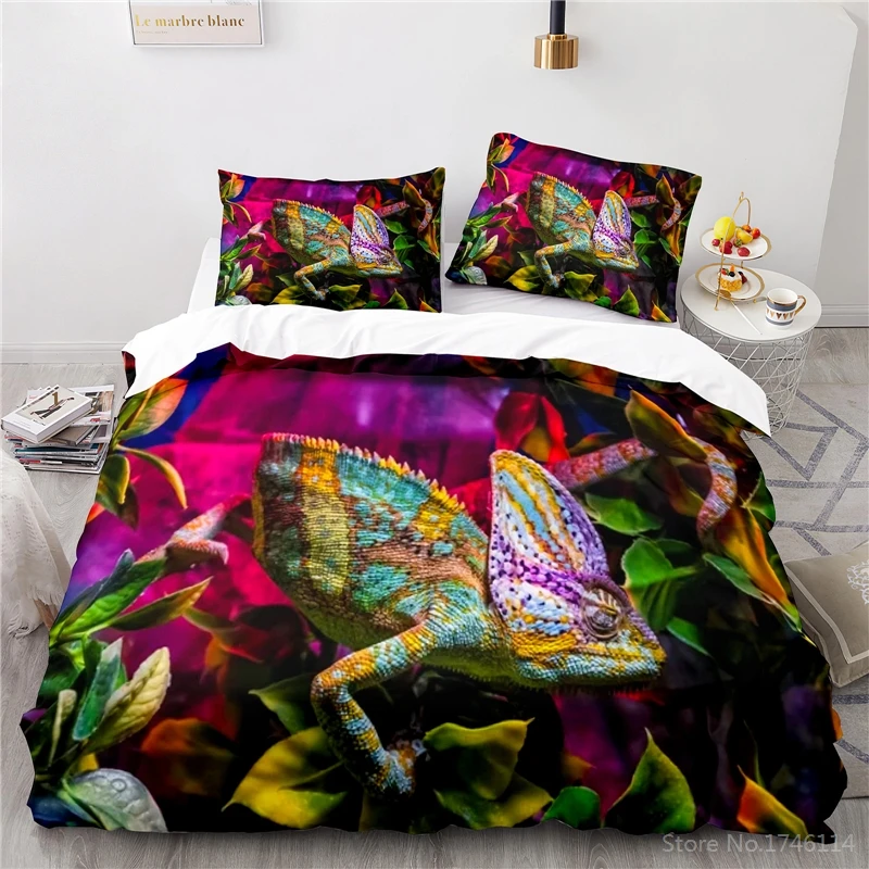 3D Print Colorful Lizard Reptile Animal Duvet Cover Set Twin Full Queen