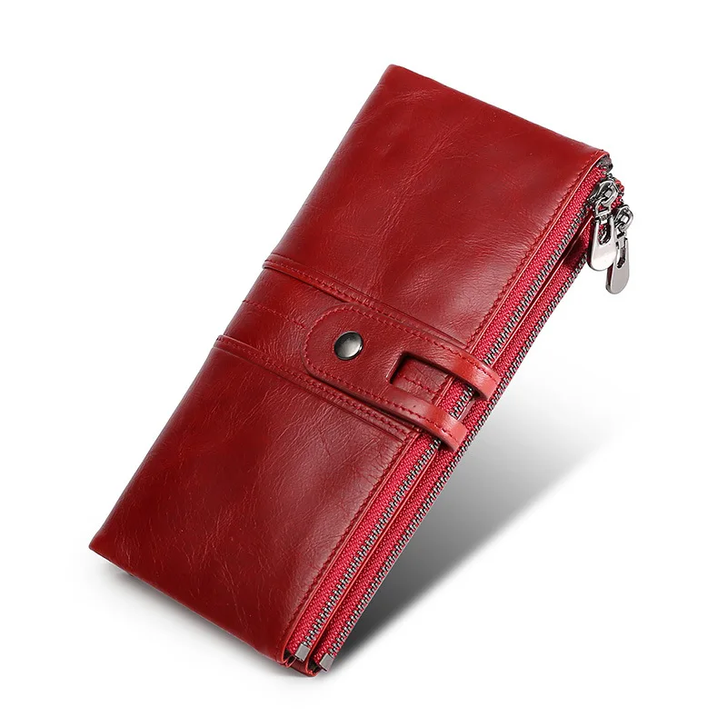 red SONGFRIEND, натуральная кожа, Женский кошелек, длинный, клатч, леди, Walet Portomonee, Rfid, люксовый бренд, сумка для денег, для девочек, монета, фиолетовая - Цвет: red