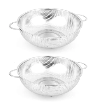

2 Pcs Stainless Steel Colanders with Handle,Colander Perforated Strainer for Kitchen Pasta/Vegetable/Rice/Fruit/Food-S & L