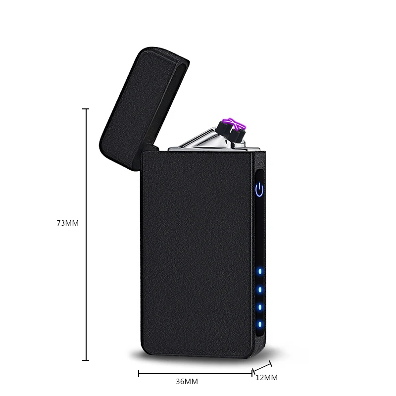 New Flameless Dual Arc Lighter Plasma Windproof Electronic USB Rechargeable Cigarette Smoking Lighter with Battery Indicator - Color: O