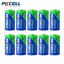 PKCELL 10 шт./компл. высокая производительность CR123A 3,0 V 1500 мА/ч, не перезаряжаемая Батарея прочная литиевая Батарея для светодиодный фонарик