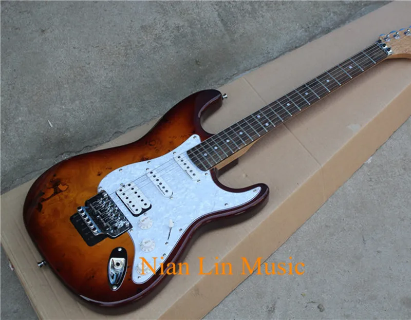 

6-String Electric Guitar,Tobacco Sunburst Color with White Pickguard,Rosewood Fingerboard with 22 Fets,can be Customized