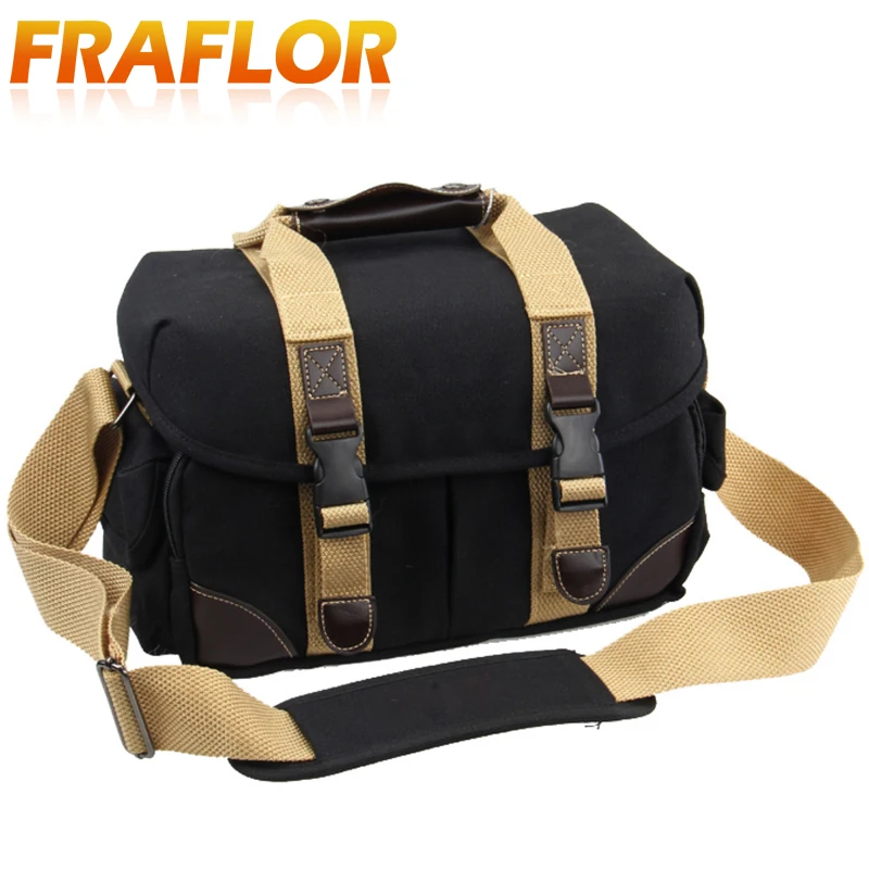 

New Black Canvas Single Slant Waterproof Multifunction Digital SLR DSLR Camera Video Bag One-shoulder Diagonal For Nikon