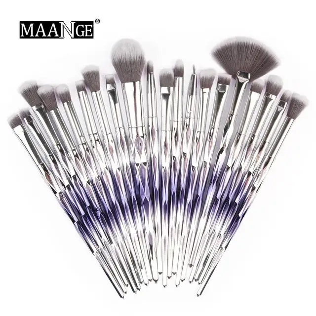 20pcs F 7-20 шт., набор кистей для макияжа с бриллиантами, пудра, Тональная основа, румяна, смешивание теней для век, губ, косметическая Кисть для макияжа, pincel maquiagem - Handle Color: 20pcs F
