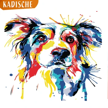 

KADISCHE Painting By Numbers Scenery DIY Oil Coloring By Numbers dog Canvas Paint Art Pictures Home Decor