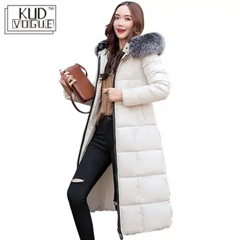

KUDE Hooded Winter Down Coat Jacket Long Warm Slim Women Cotton-padded Wadded Parkas Outwear Chaqueta Mujer 7479