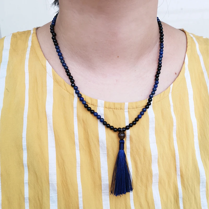 

4mm Stone Beads,Black Onyx,Dyed Lapis,Buddha,Lovely Mini JapaMala Sets,Spiritual Jewelry,Meditation,Inspirational,108 Mala Beads