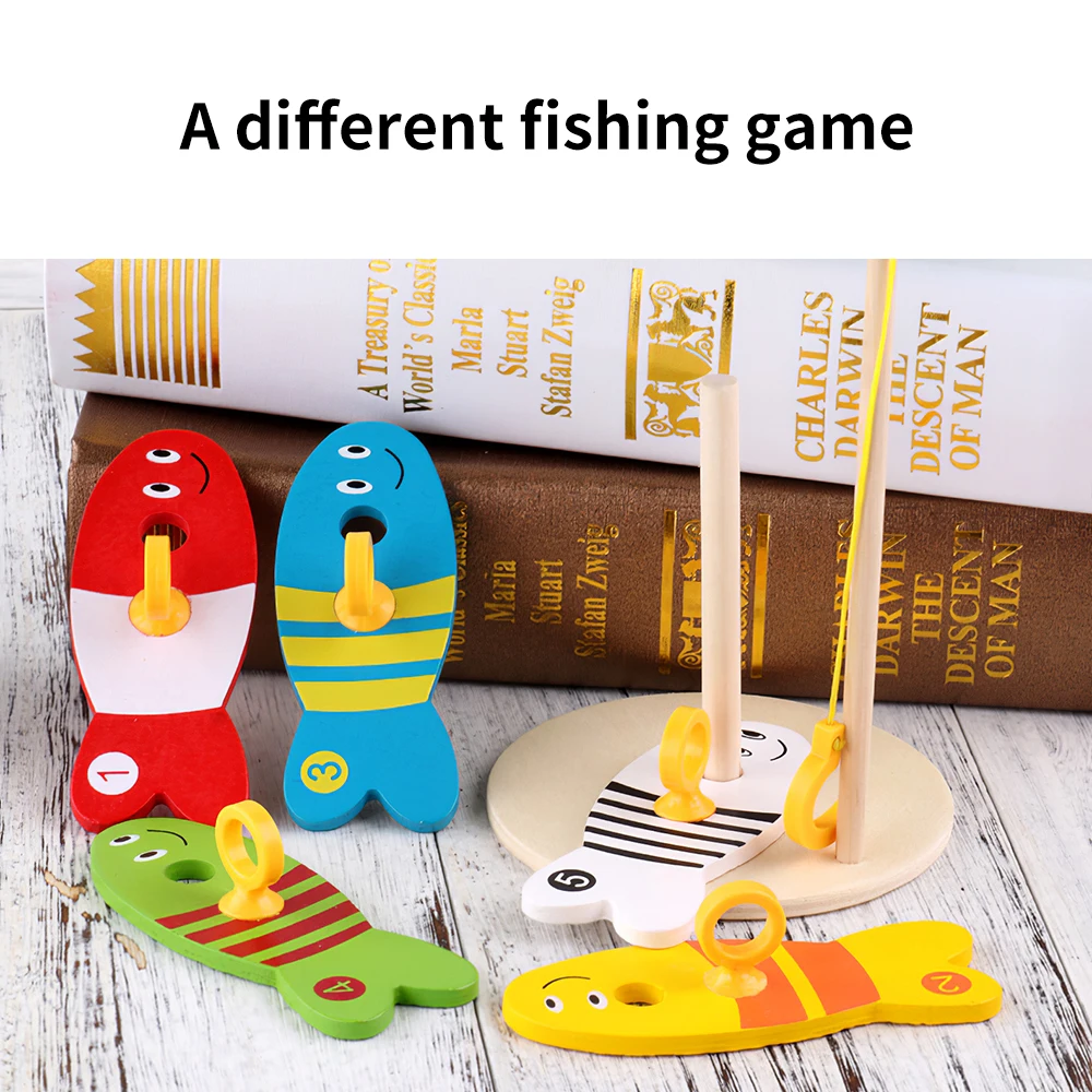 Wooden Educational Fishing Toy Montessori Game Set Kids Nested Column Shape Match Busy Board Nest Fish Digital | Игрушки и хобби