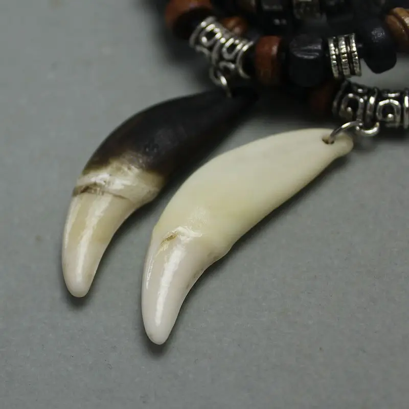Fang Tooth Necklace Choker Wolf Tooth Pendant Men Charm Genuine Leather Alloy Necklace Animal tooth Fashion Jewelry Party Necklace fang tooth necklace