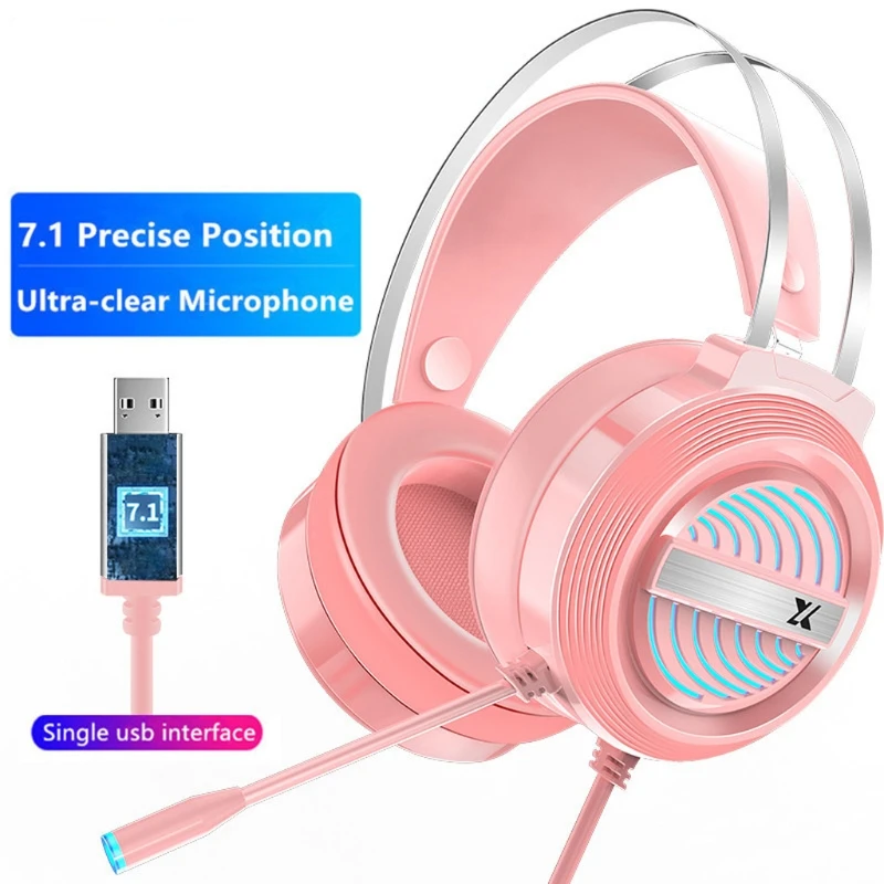 USB Gaming Headset Gamer Headphones 7 1 Surround Sound Stereo Earphone with Mic 77HA
