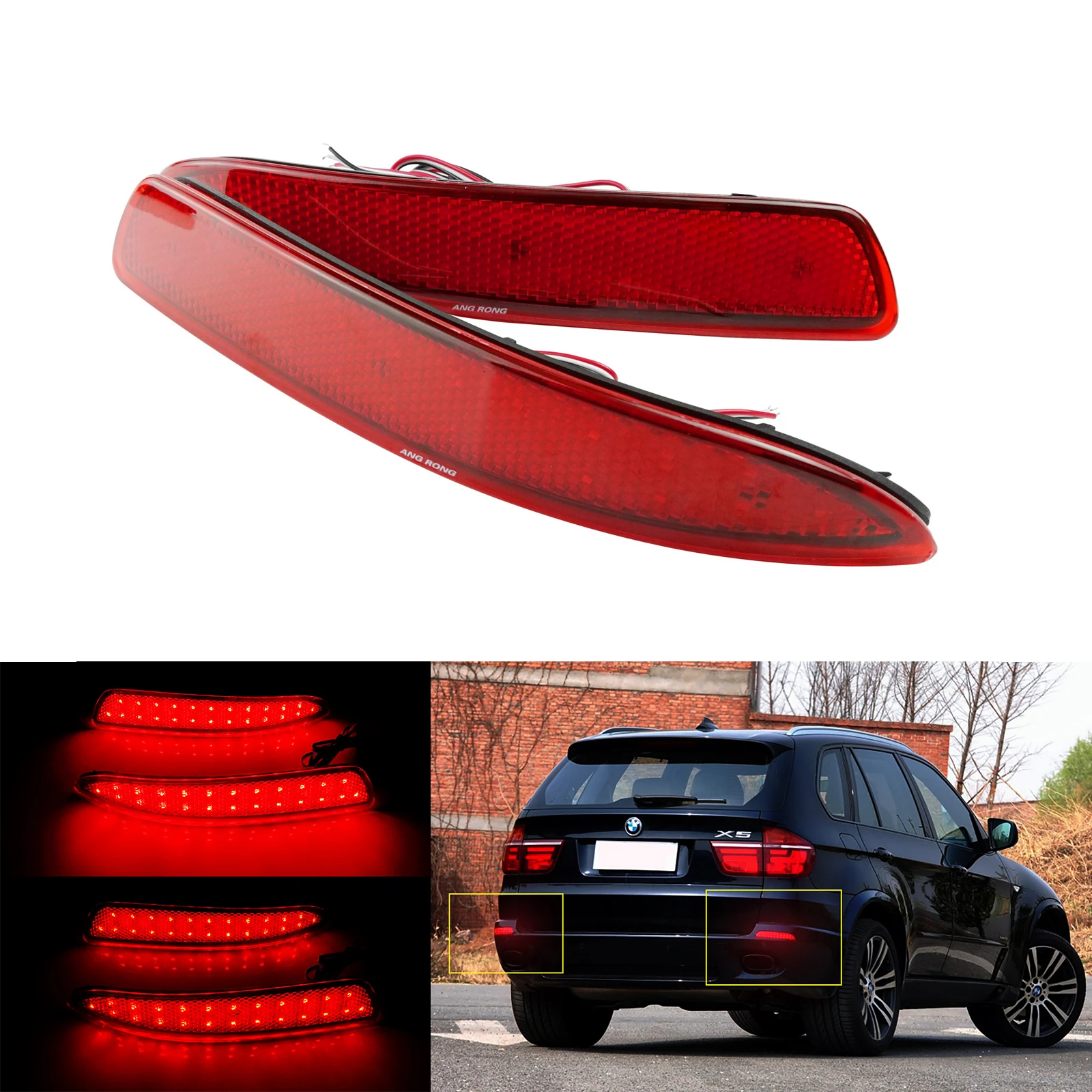 Angrong 2x Rear Bumper Reflector Led Tail Stop Light For Bmw E70 X5 M 06 13 W Red Lens Car Light Assembly Aliexpress