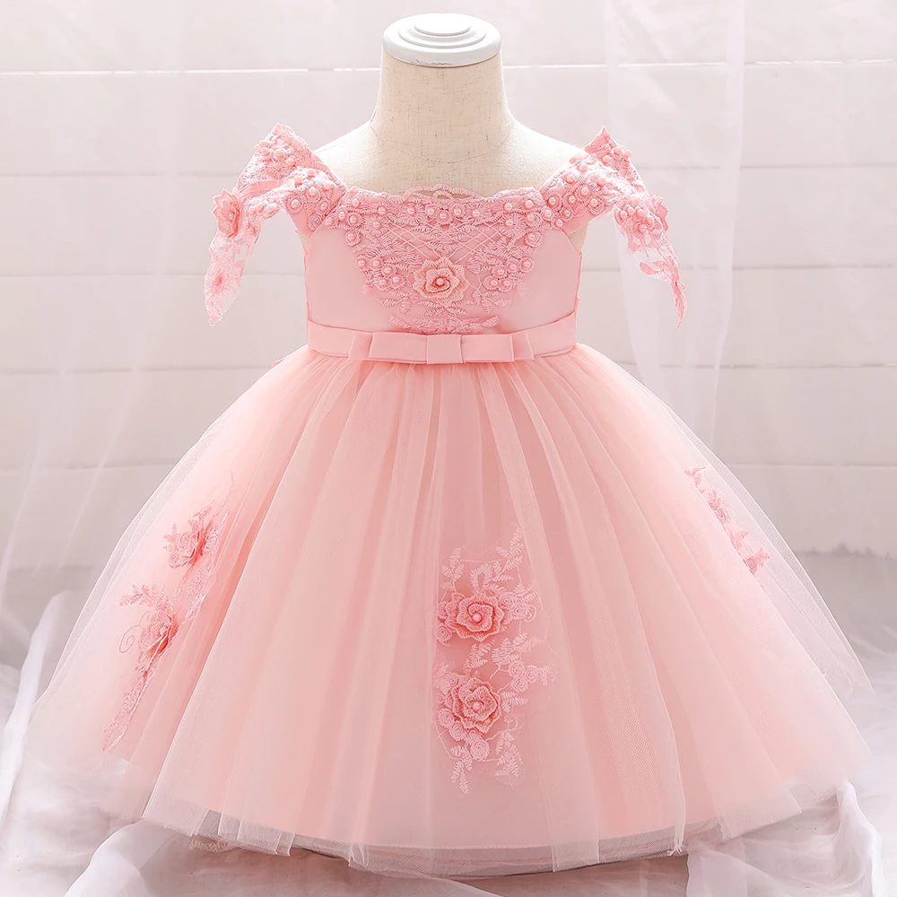 2020 Summer 1st anniversaire fleur bébé fille robe de baptême robe pour fille vêtements fête robe de mariée infantile enfant en bas âge robe Vestido