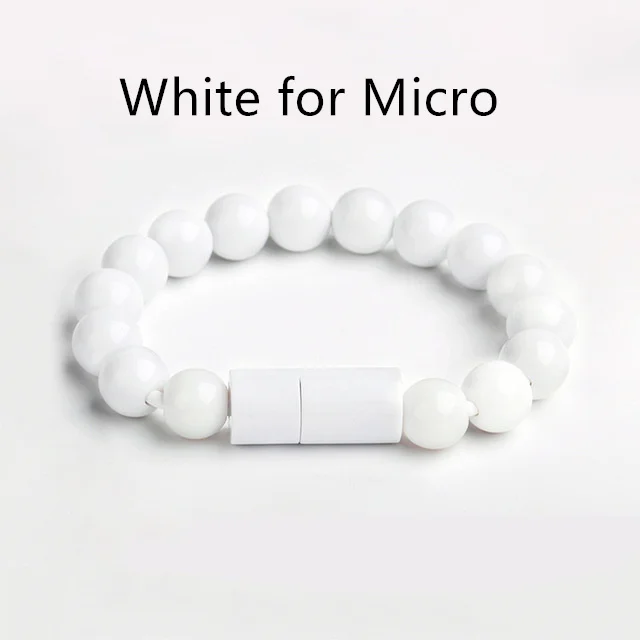 white for micro Micro USB кабель бусины браслет для samsung Galaxy S9 S8 S7 S6 носимые бисерные ювелирные изделия для Iphone X 7 8 Plus Тип C телефон ремни - Цвет: white for micro