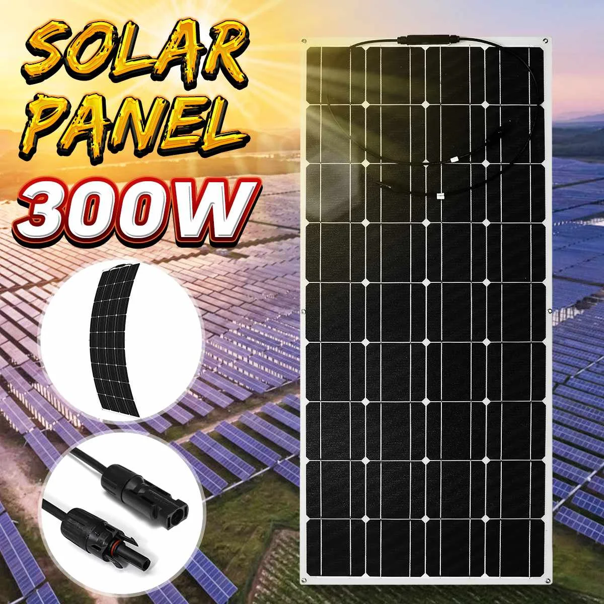 18 в солнечная панель 300 Вт полугибкий монокристаллический солнечный элемент DIY модуль MC4 кабель наружный разъем зарядное устройство водонепроницаемый