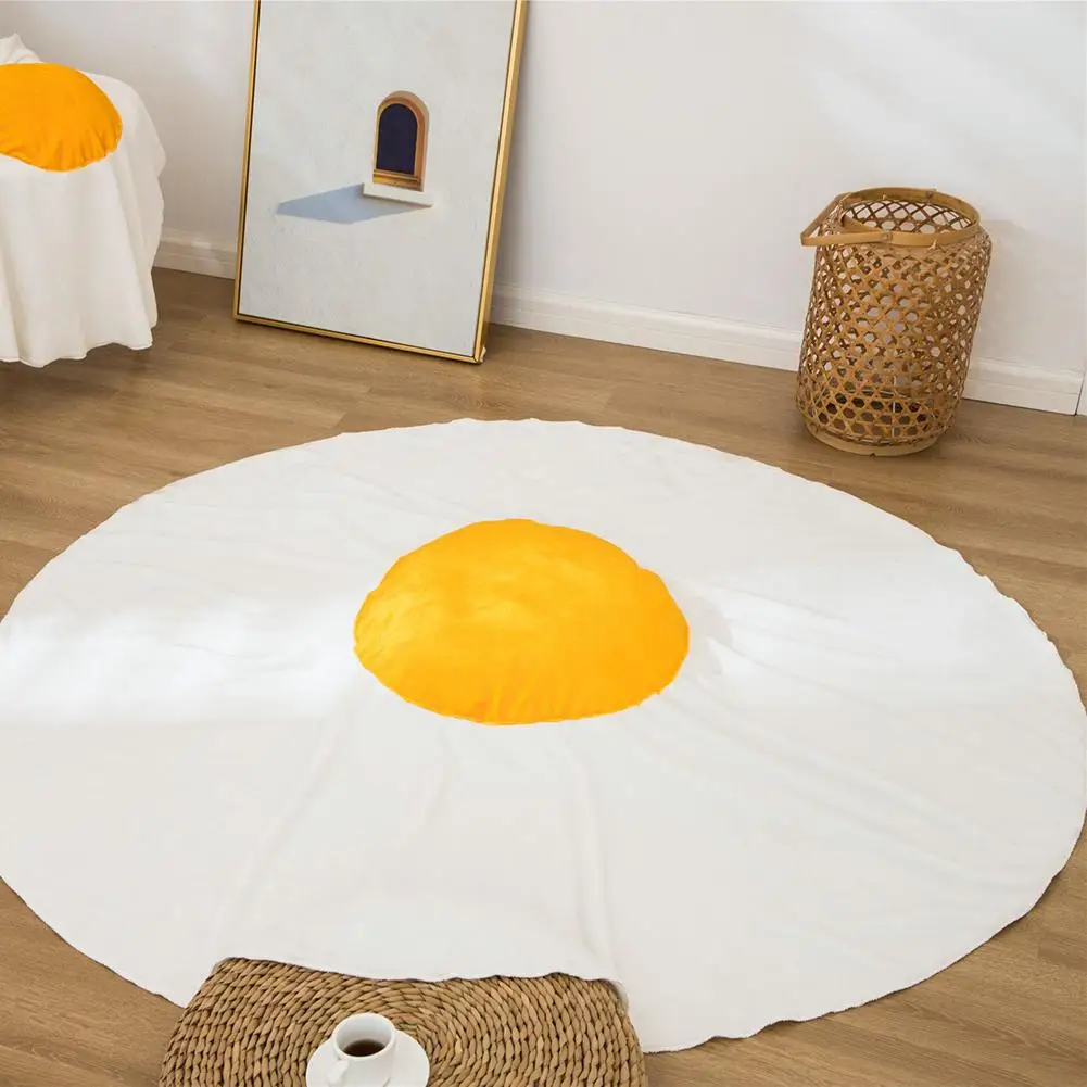 

150/180CM Creative Poached Egg Flannel Blanket Soft Round Wool Blanket Simulation Omelette Tapestry Sofa Blanket For Livingroom