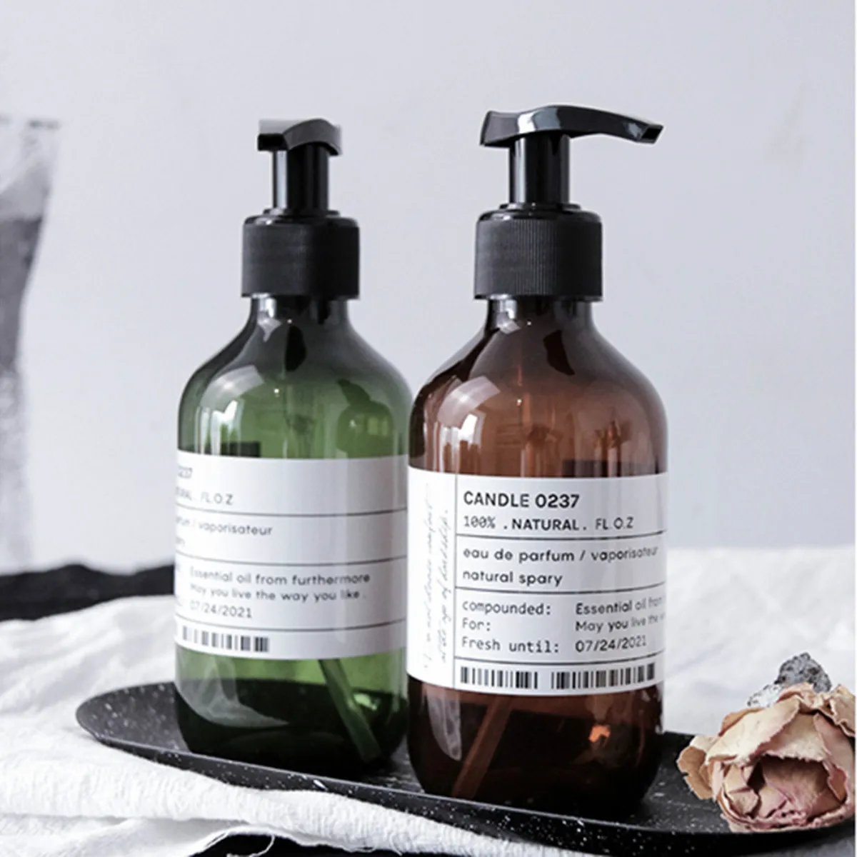 

Bath Shampoo Soap Dispenser Bottle Ins Chic Plastic Green Brown Color Traveling Portable Liquid Press Storage Bottle 250 500ml