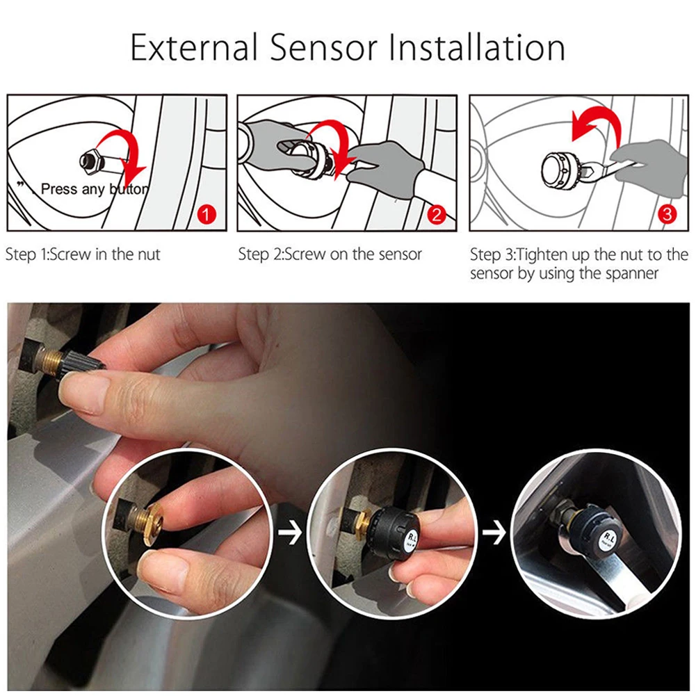 ЖК беспроводной солнечной энергии авто TPMS шин давление монитор системы+ 4 датчика
