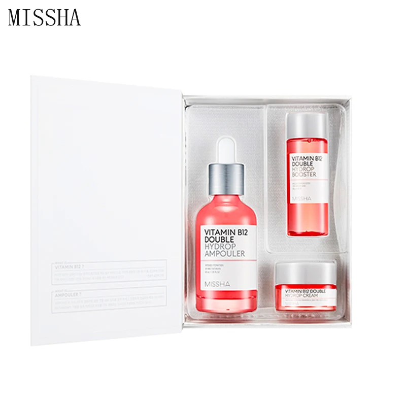 MISSHA Vitamin B12 Double Hydrop Ampoule Speacial Set Whitening Essence + Moisturizing Facia Toner + Anti-aging Face Cream