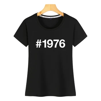

Tops T Shirt Women 1976 Comic Inscriptions Short Female Shirt