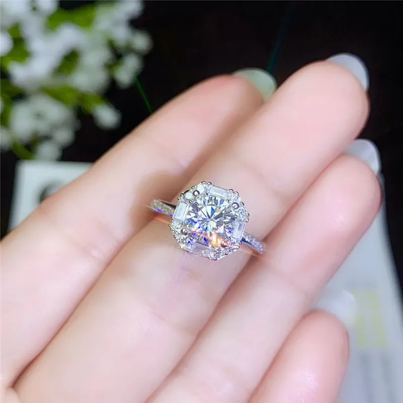 PROCOGE кольца с муассанитом 1ct 2ct 3ct VVS отличные женские кольца обручальные кольца для невесты кольца из стерлингового серебра 925 пробы ювелирные украшения#669