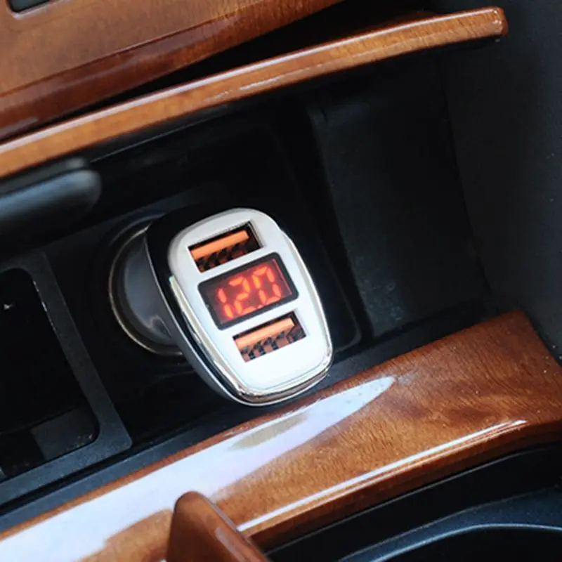 3.1A двойной USB Автомобильное зарядное устройство Быстрая Зарядка адаптер напряжение тока дисплей для телефона