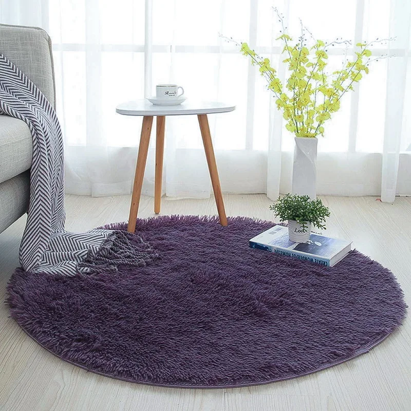 Round Rug Fluffy Carpets for Living Room Decor Faux Fur Carpet Kids
