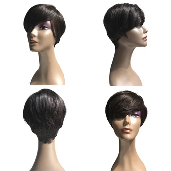 

EMOL Short Wigs Straight Wigs Brazilian Remy Hair Wigs Short Human Hair Wigs For Women Natural Color Full Machine Made Wigs